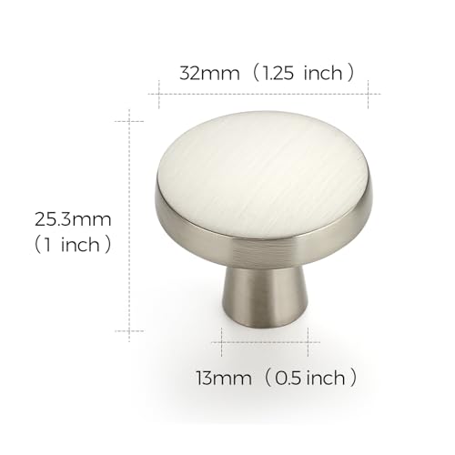 Image of Ravinte 20 Pack Solid Single Hole Kitchen Round Cabinet Knobs Brushed Nickel Pulls Drawer Knobs Kitchen Cabinet Hardware Handles