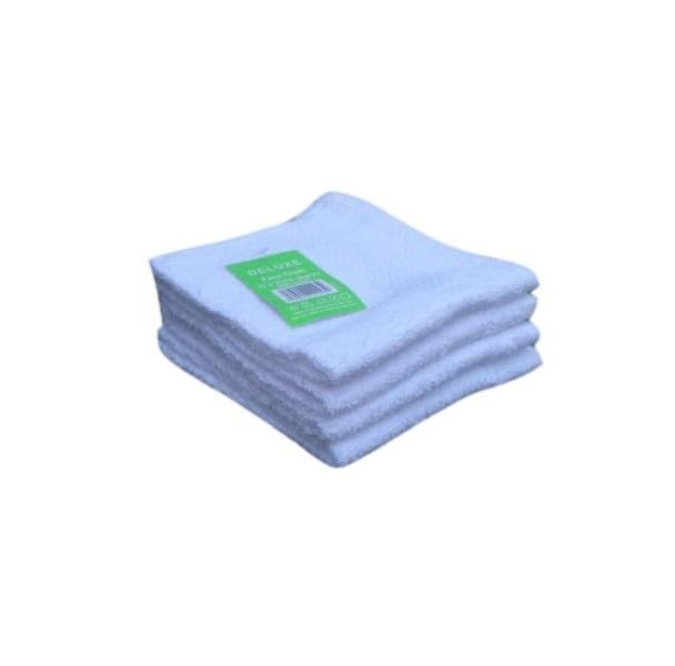 Face Flannels/Wash Cloth/Face Cloth Large Size 100% Cotton (White, 4)