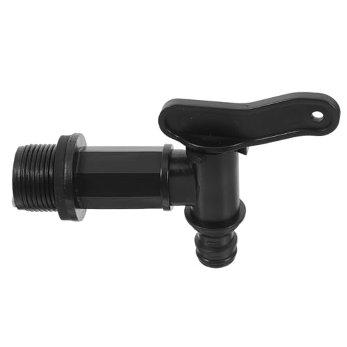 HOMSFOU Rain Barrel Spigot Garden Hose Spigot Water Hose Adapter Outdoor Faucet Connector Black Plastic Rainwater Harvesting Tap for Garden Watering