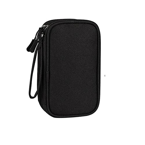 Double Layer Cable Organiser Bag, Travel Electronics Accessories Storage Case, for Power Bank, Charger, USB Drive, SD Card, Hub, Hard Disk, Universal Gadget Bag 21 * 12 * 6.5cm (Black)