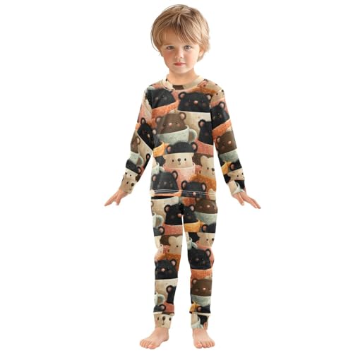 Pajama Sets Long Sleeve Cute Bears in Cups Soft Comfy Sleepwear 2 Piece PJS 3-8T2