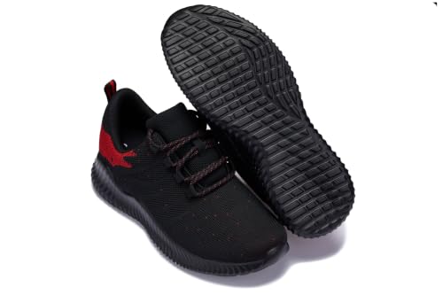 Image of CALTO Men's Invisible Height Increasing Elevator Shoes - Black /Red Ultra Lightweight Sporty Sneakers - 2.8 Inches Taller - Q215 - Size 7 D(M) US
