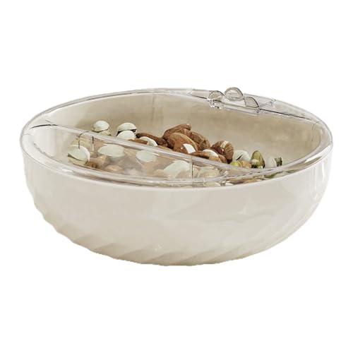 Plato Doble para Frutas, Tazón Doble para Platos - Cuenco de Doble Capa con Soporte para teléfono, Cesta de Drenaje para Lavado de Frutas | Contenedores para refrigerios, bandeja para platos de nueces