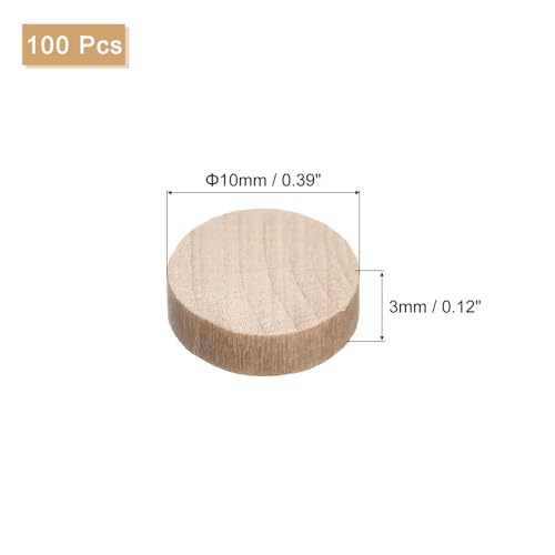 Image of uxcell 100Pcs Flat Head Wood Plugs, 3 /8 Inch Wooden Button Screw Plug Wood Plugs Screw Hole Covers for Furniture Tables Chairs