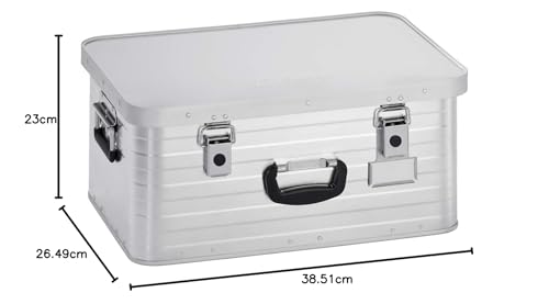 Enders Alubox 47 L mit Schloss Set - Aluminium Box 1 mm Wandstärke, spritzwasserdicht, stapelbar - Alukiste, Metallkiste, Metallbox mit Deckel - verwendbar als Transportbox, Werkzeugkiste, Lagerbox