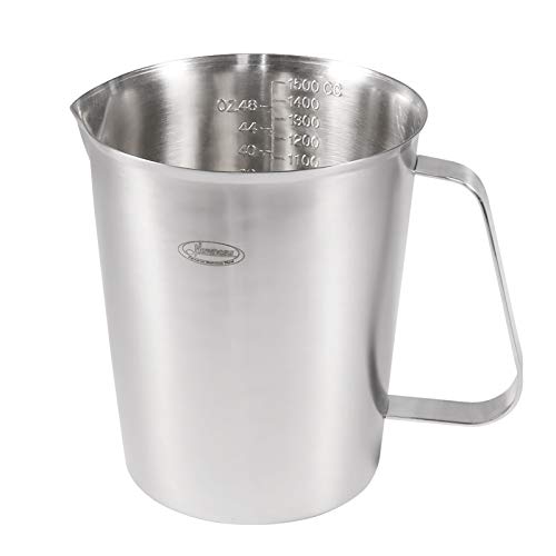 Image of Measuring Cup, [Upgraded, 3 Measurement Scales, Including Cup Scale, ML Scale, Ounce Scale], Newness Stainless Steel Measuring Cup with Marking with Handle, 48 Ounces (1.5 Liter, 6 Cup)