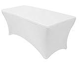 Tina 4 ft. Rectangular Banquet Table Cover Spandex Fitted Stretch Tablecloth White