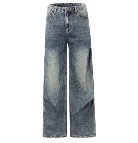 Men's American Baggy Wide Leg Jeans Make Old Design Streetwear Denim Pants