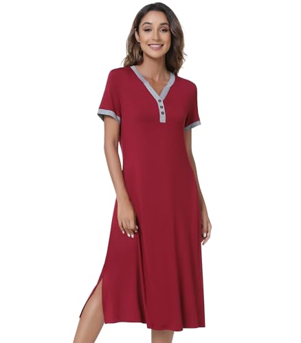 Image of NACHILA Bamboo Viscose Nightgowns for Women Cooling Night Gown with Pockets