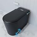 Smart Toilet with Bidet Built in, Auto Open & Close, Elongated Heated seat, Foot Sensor Flush, LED Display, Warm Water Wash, Dryer, Night Light, Black
