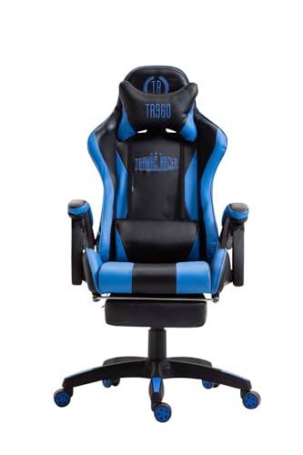 Poltrona Gaming con Poggiapiedi Ignite in Similpelle I Sedia Racing Ufficio con Cuscini Removibili, Colore:Nero/Blu - Sedia gaming - Immagine 6