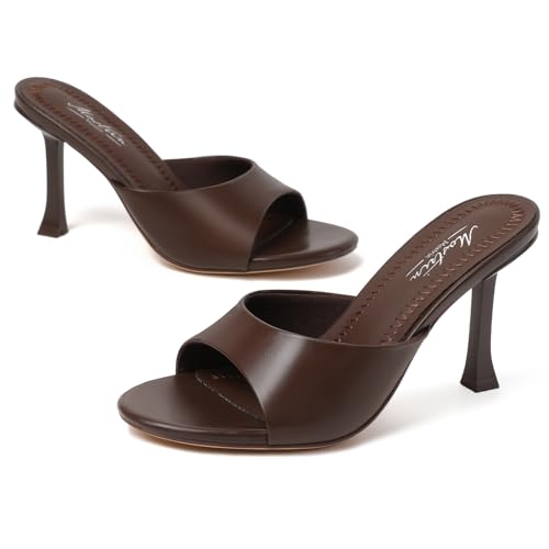 Image of Mostrin Kitten Heels for Women Round Toe Heels With Bow Vintage Mules Sexy Slip on Stiletto Backless Sandals for Party Daily