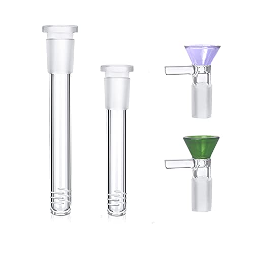 2 Pcs Stem Clear Scientific Glass Tube Adapters Transparent Lab Tube Adapters with 2 Pcs Green and Purple Glass Funnels for Science and Lab Experiments (3 & 4 inch)