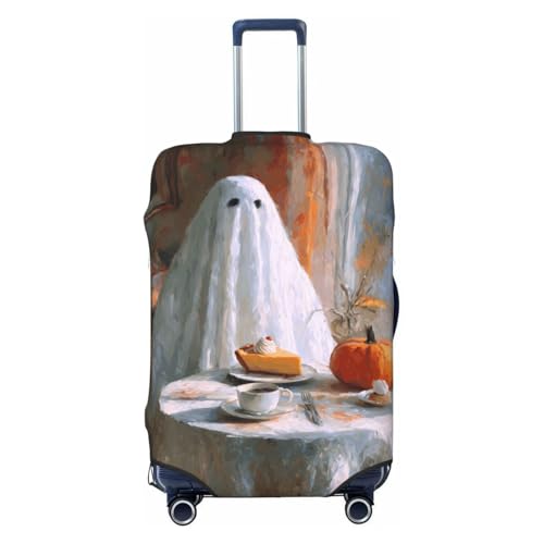 Cute Ghost At The Table Pumpkin Pie Elastic Travel Luggage Covers Dustproof Scratch-Resistant Suitcase Protector Fit 22-24 Inch