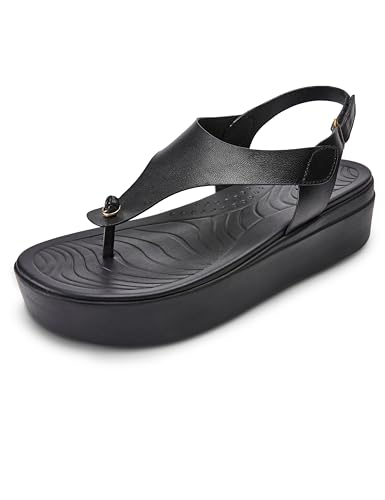 Image of ELLE Women's Wide Strap Platform Sling back Thong Sandals