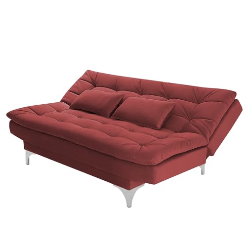 Image of Krancy 3-Seater Sofa Cum Bed for Living Room, Office & Home | Premium Fabric Sleeper Sofa Set with 1 Year Warranty | Comfortable Sofa for Guests, Lounge & Small Spaces | Maroon Color