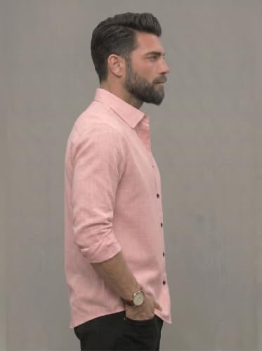 Image of NexaFlair Men's Regular Fit Solid Pattern Laffer Cotton Shirt with Long Sleeve Collared Neck Standard Length and Button Down Closure Type | Mens Casual Shirts | Man's Formal Shirts