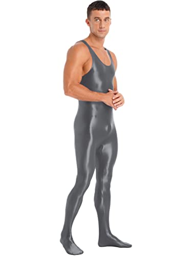 Linjinx Men's Shiny Oil Glossy Body Stocking Footed Dance Tights Night Club Gay Wear Jumpsuits4