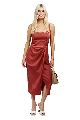 Little Mistress Satin Midi Vestido para ocasión Especial, Coral Rosa, 44 para Mujer