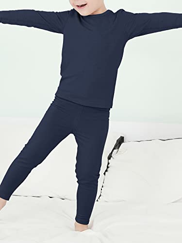 Century Star Thermal Underwear For Boys Girls Long Johns Thermal Set Kids Fleece Lined Base Layer Sets Navy Medium (90)/2T #TOP2