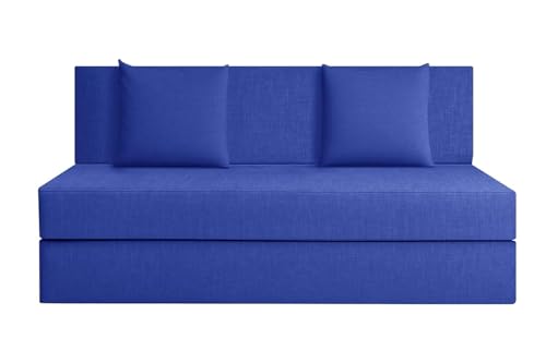 Image of Rosebell Two-Person Jute Sofa Cum Bed | Compact & Lightweight | Removable Washable Cover- Including 2 Cushion | 4x6 Ft Size | Home or Office - Blue Color