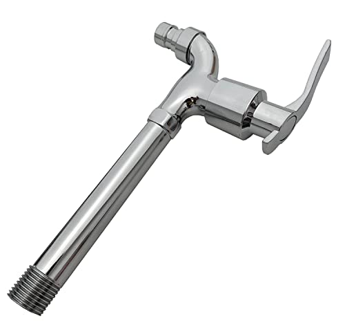 KANANA Grifo para fregadero de pared, grifo de jardín, válvula de salida de 1/2 pulgadas (HV854), 19,5 cm de largo con adaptador.