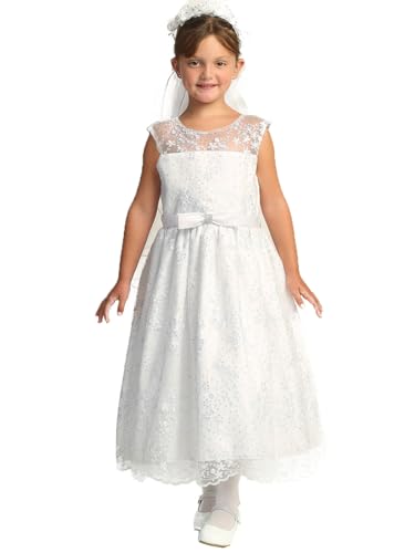 Made in USA - Tulle First Communion Dress for Girls - White 1st Communion Dress - Vestidos de Primera Comunión Niña