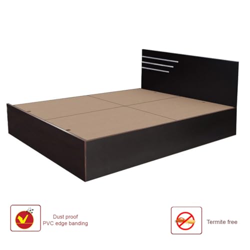 Image of Bharat Lifestyle Amsterdam Engineered Wood King Size Bed Without Storage (78x72 Inch, Wenge Finish) | Wooden Double Bed for Bedroom & Living Room | Knock Down Assembly | 1 Year Warranty