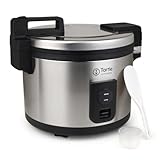 Commercial Stainless Steel Rice Cooker - Professional 64 Cup Cooked (32 Cup Uncooked) Rice Maker Cooker With Non Stick Pot & Hinged Lid - Includes a Rice Measuring Cup & Rice Scoop