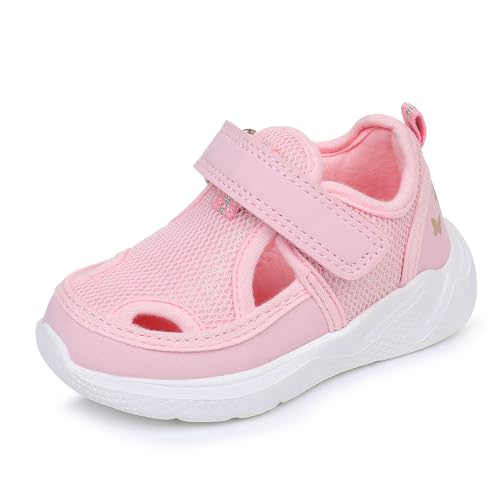 Image of Blikcon Infant & Toddler Boys and Girls Closed-Toe Sandals - Breathable Mesh First Walker Shoes with Adjustable Strap, Lightweight Non-Slip Summer Shoes for 6-24 Months