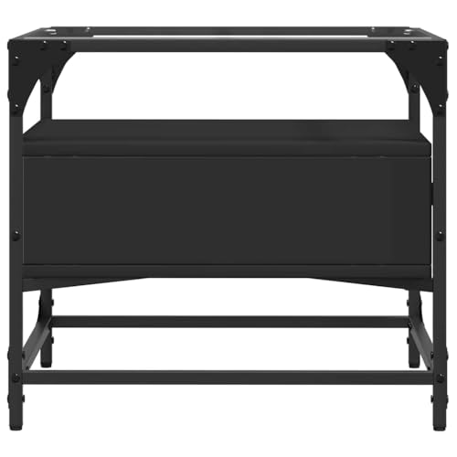 Table basse design vintage en acier noir et verre trempé pour un intérieur raffiné - 6