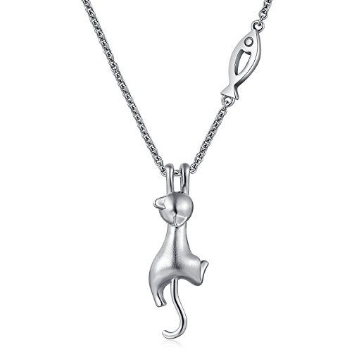 jiamiaoi Collier Chat Pendentif Argent 925 Bijoux Chat Pour les Femmes les Filles，Silver Cat...