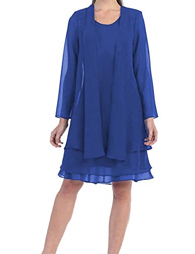 Mother of The Bride Dresses Short Evening Formal Dress Long Sleeve Wedding Guest Groom Chiffon Jacket