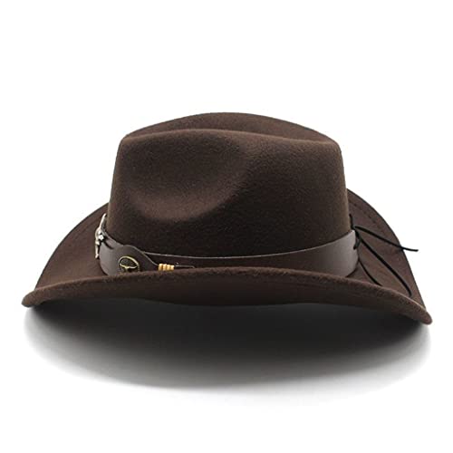 Chapeau western top hat retro ethnique avec rainure en feutre pour look cowboy de conduite