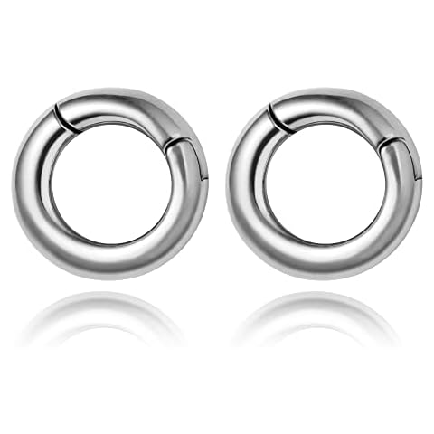 LADEMAYH 0 gauge earrings Ear Weights for Stretched Ears, Size 0 Gauge Earrings Dangle Gauges for Ears, Silver Surgical Steel Ear Hangers Weighted Gauges Body Jewelry Cover