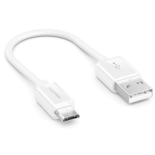 deleyCON 0,15m Cable de Carga y Datos Micro USB   Compatible con Teléfonos Android, Smartphones, Tablets, Reproductores MP3, Cámaras y más   Blanco