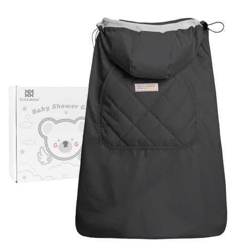 Image of Bebamour Baby Carrier Winter Cover Universal Hoodie All Season Carrier Cover for Baby Carrier (Dark Grey)