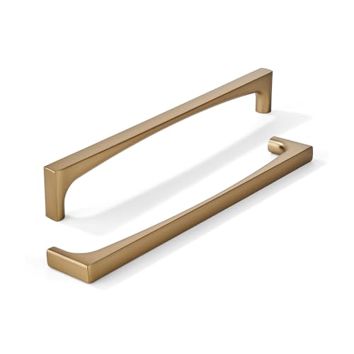 khtumeware 10 Pack Solid Handles 8-Inch(203mm) Satin Brass Cabinet Pulls,Heavy Duty Brushed Brass Handles for Kitchen Cabinets, Cupboards, Drawers and Bathroom Hardware by khtumeware - Used condition - US$22.23