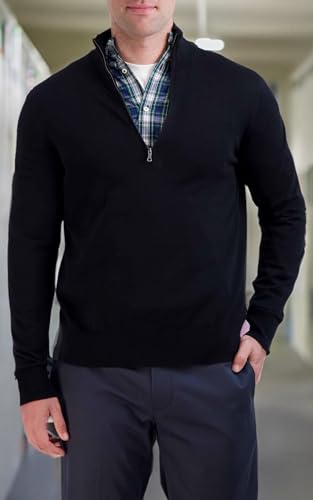 Image of Brooks Brothers Men's Supima Cotton Half-zip Logo Sweater