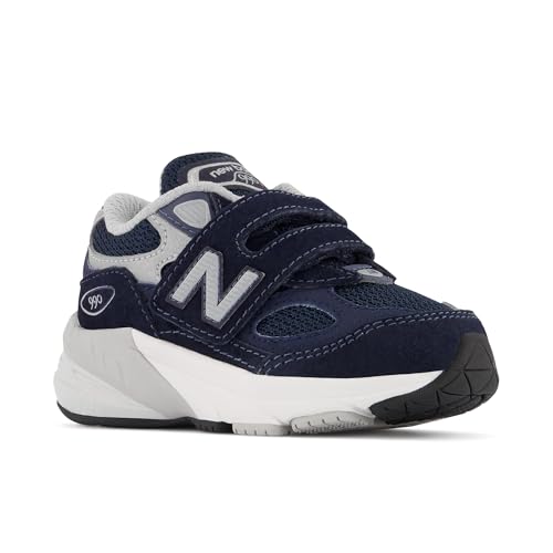 New Balance Boy's 990 V6 Hook and Loop Sneaker, Navy/Silver, 5 Wide Toddler - Main Image