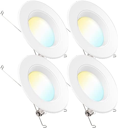 Sunco Lighting 5/6 Inch LED Can Lights Retrofit Recessed Lighting Selectable 2700K/3000K/3500K/4000K/5000K Dimmable, Baffle Trim, 13W=75W, 965 LM, Replacement Conversion Kit, UL Energy Star 4 Pack