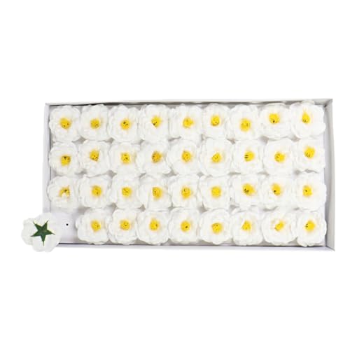 Bprtcra - Lote de 36 flores de jabón camelia artesanales, perfume lavanda – decoración de boda, bricolaje, cuidado de la piel – regalo para mujer (A05)