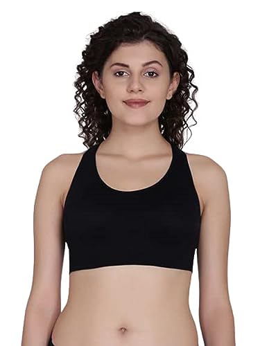 Image of Fashiol Women's Lightly Padded Racerback Sports Bra Criss Cross Back Crop Tank Top for Workout /Yoga & Exercises |Black 32