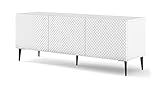 Photo Gallery bim furniture armadio per tv ravenna c 150 cm 3d con parte anteriore fresata lucida in mdf di alta qualità con gambe in metallo a diamante (corpo: bianco opaco, frontali: bianco lucido, gambe nere) Photo Gallery bim furniture armadio per tv ravenna c 150 cm 3d con parte anteriore fresata lucida in mdf di alta qualità con gambe in metallo a diamante (corpo: bianco opaco, frontali: bianco lucido, gambe nere)