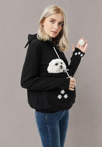 Unisex Haustier-Transporttasche mit Kapuze für Katzen und Hunde - Schwarz - XXX-Large