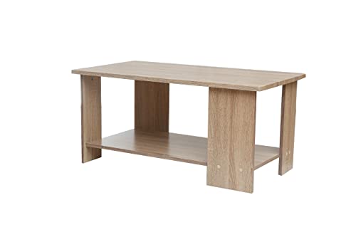 DUPI Mesa de Café, Madera, Model Aitana, Mesa Auxiliar, Mesa Centro Salón Acabado en Cambria, Madera, Moderno, Medidas: 89cm; 48cm; 42cms de Alto Cover
