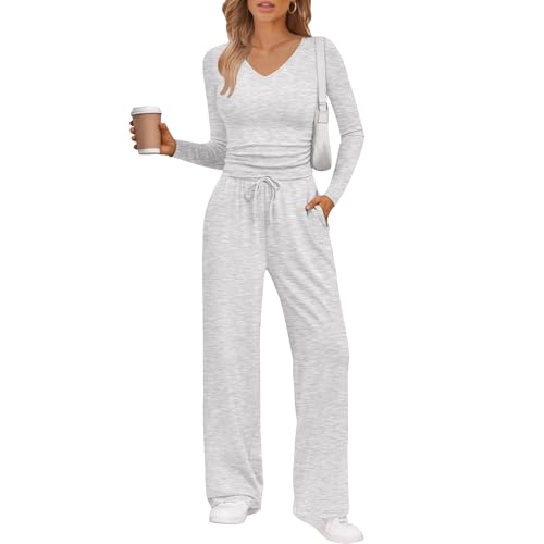 Ensemble sportif deux pièces pour femme avec haut court et pantalon large de détente confortable