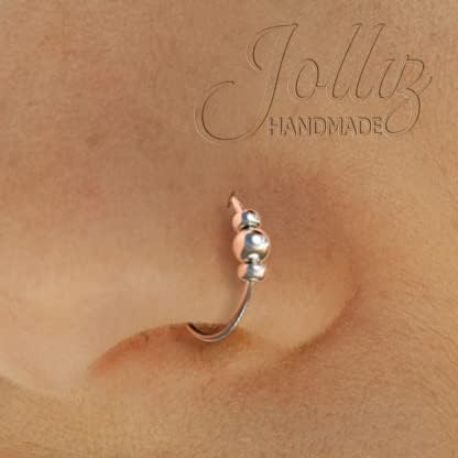 Jolliz Beaded Nose Ring Hoop 24 Gauge - 925 Silver Nose Piercing Hoop for Women Men - Thin Nose Jewelry - Image 2