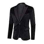 TURETRENDY Men's Velvet Blazer One Button Solid Wedding Tuxedo Slim Fit Luxury Velour Suit Jacket for Dinner,Prom,Party