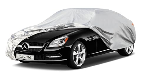 Image of Kayme 6 Layers Car Cover Custom Fit for Mercedes Benz SLK Class 200 230 250 280 320 350 (1996-2016) Waterproof All Weather for Automobiles, Outdoor Full Cover Rain Sun UV Protection.Silver